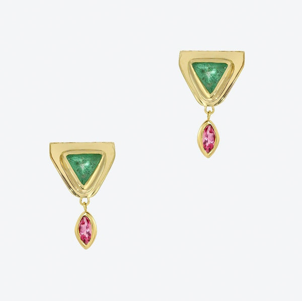 Emerald Pyramid Earrings