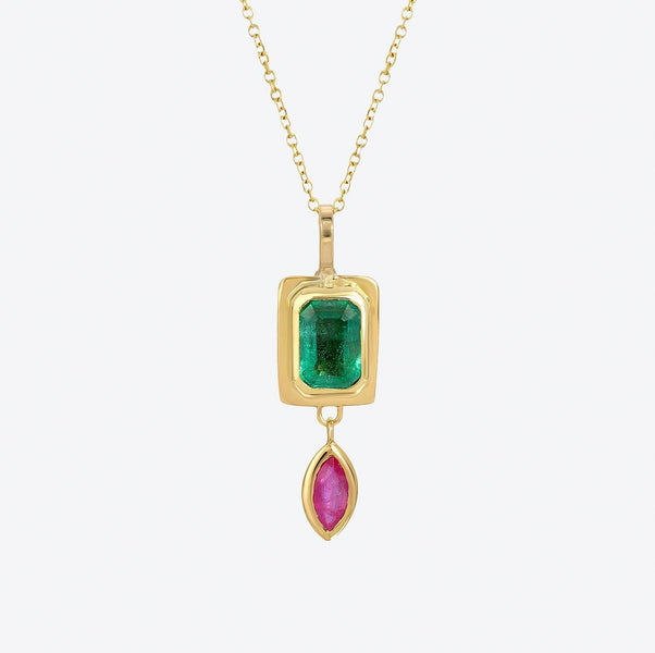 Tiny Emerald Raindrop Necklace