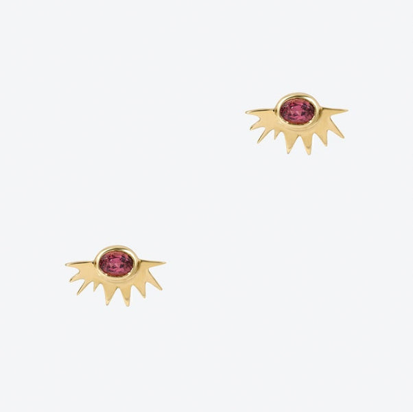 Tiny Tourmaline Sunburst Earrings