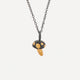 Oxidised Silver Golden Mushroom Pendant Necklace