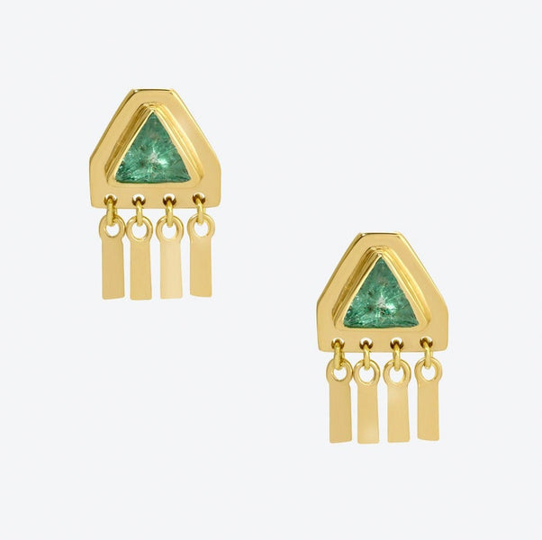 Pyramid Earrings in Emerald